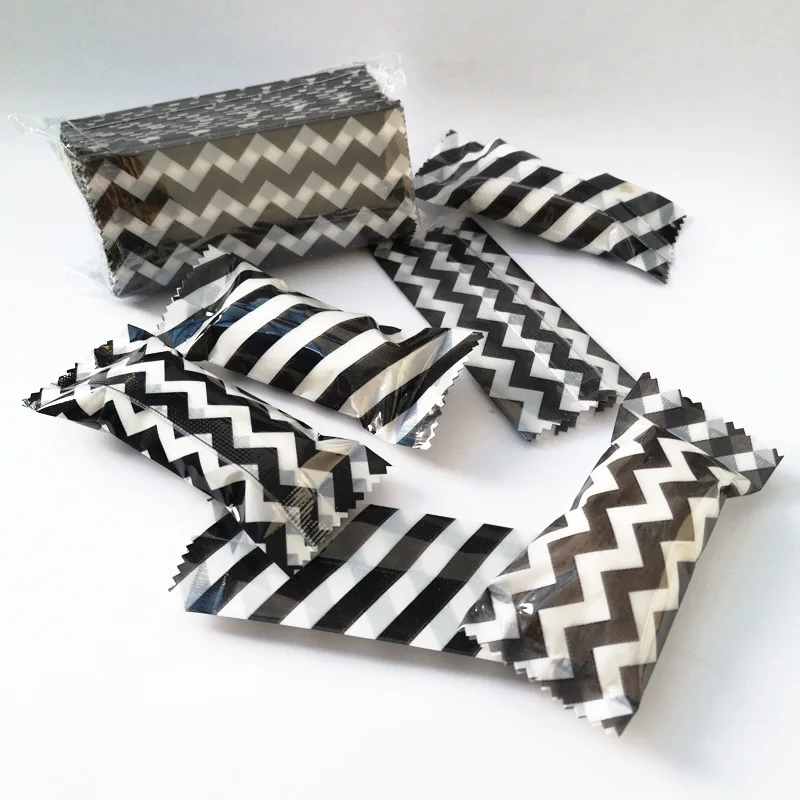100Pcs 4x9.5cm Thick Baking Black and White Striped Nougat Wrapping Chocolate Candy Machine Sealing Bags | Дом и сад