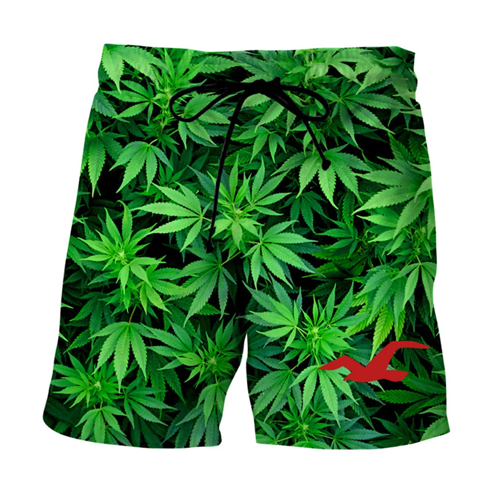 

Swimsuit Man Casual Beach Shorts 2020 Fashion Maple Leaf Weeds 3D Print Men Summer Fitness Trunks Bermuda Board shorts For Women
