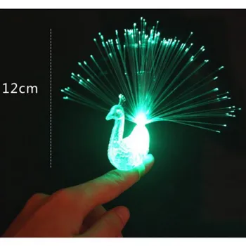 

Funny Plastic Material Peacock Finger Light Colorful Toy LED Light-up Rings Random Color Party Gadgets Kids Intelligent New Toy