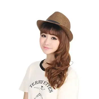 

Stylish Hat Summer Straw Hat Cap Topee Fedora Trilby Panama Hat Cap Jazz Hat I6