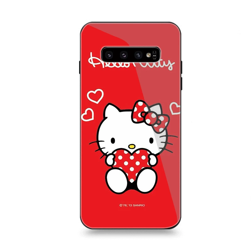 Чехол для телефона Стекло для samsung A40 A50 A10 A20 A30 A60 A70 S10 S7 край S8 S9 Note 8 9 10 плюс Чехол прекрасный рисунок «Hello Kitty» - Цвет: G12