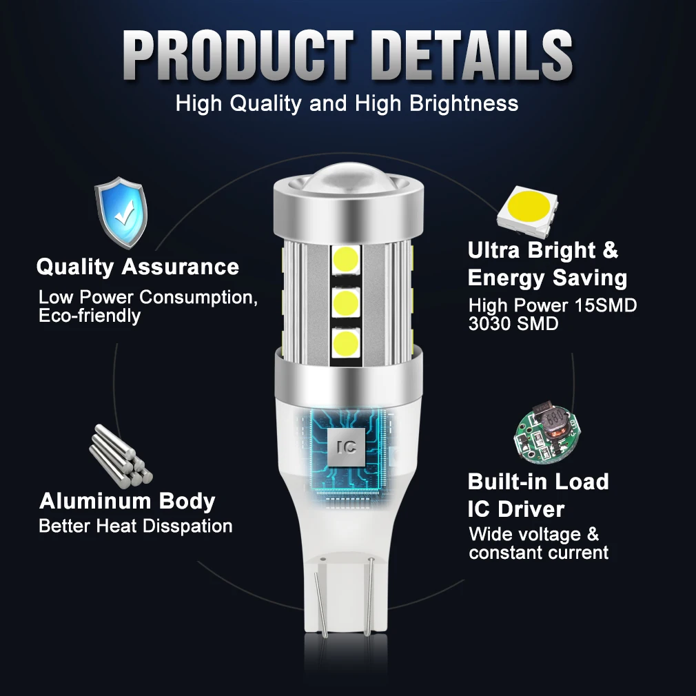 2pcs T15 W16W 921 912 T16 902 LED    3030 Ĩ   1200LM ڵ      ü
