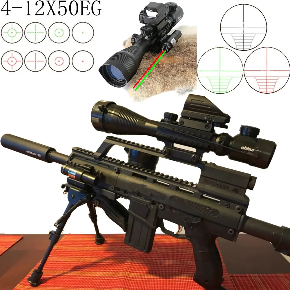 Ohhunt Охота Airsofts прицел 4-12X50 EG Тактический Воздушный пистолет Красный Зеленый точечный Лазер прицел голографический оптический прицел