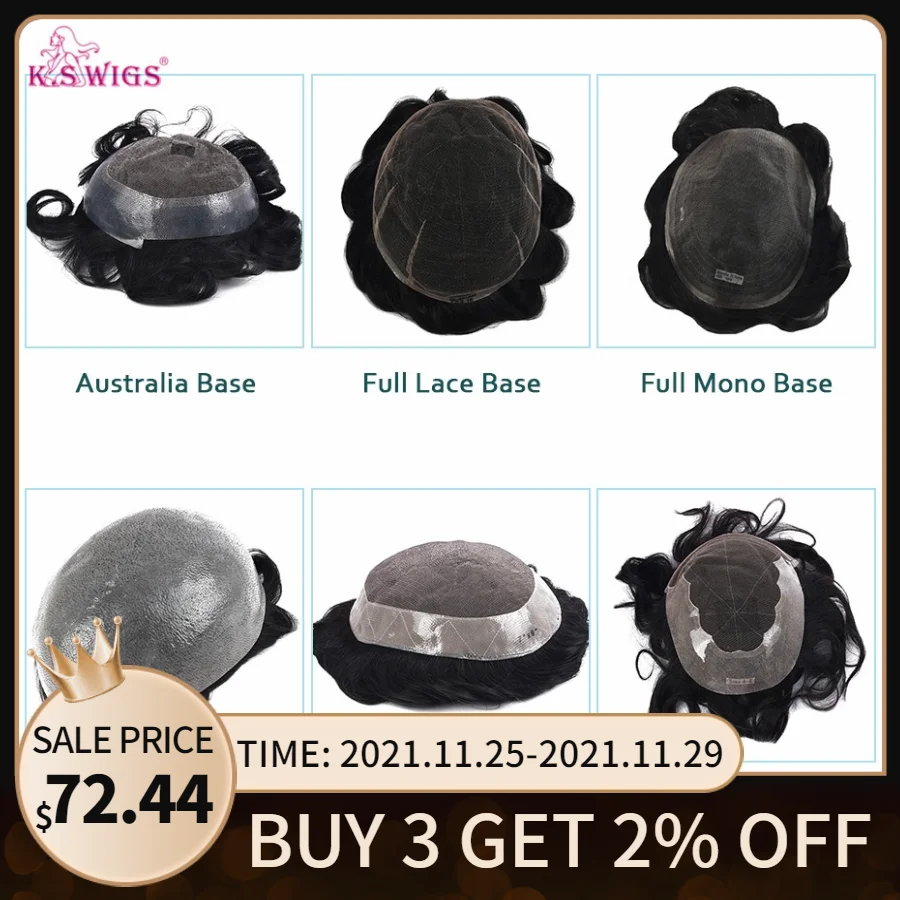 Clearance Multiple Base Men's Wig Indian Human Hair Toupee Density Durable Capillary Prosthesis Hair Replacement Systems