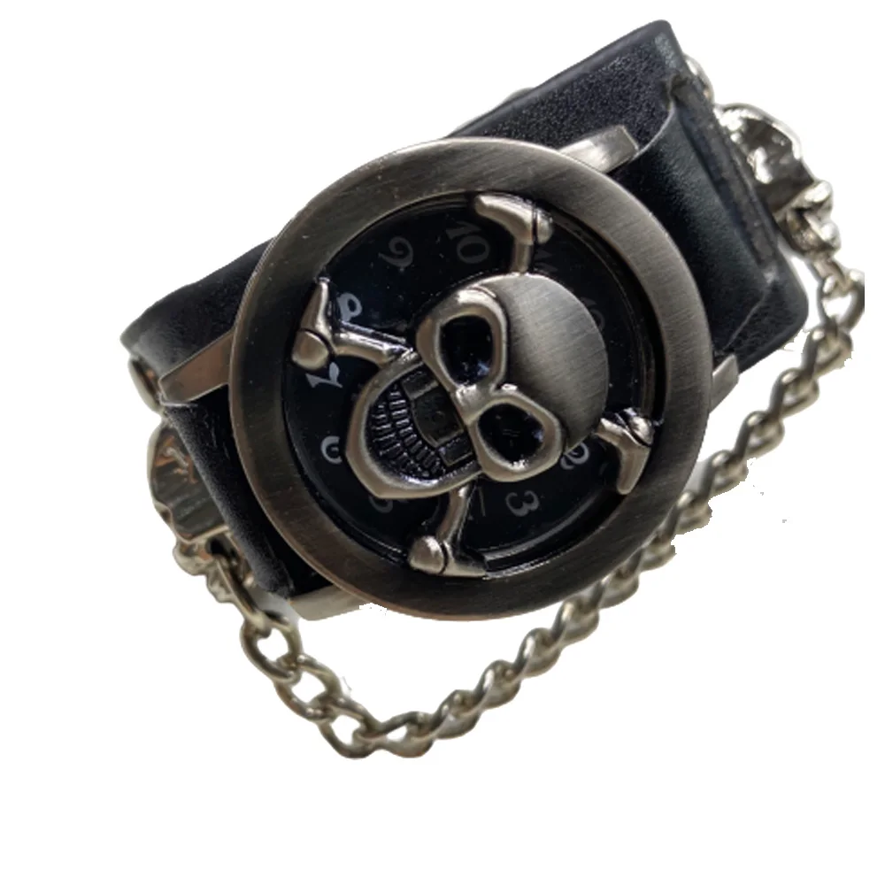 Fashionable Men's Watch Big Dial Punk Skull Quartz Watch
