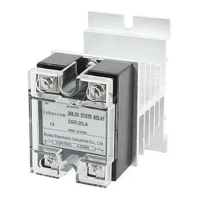 

4-20mA to AC 28-280V 25A Single Phase Clear Cover Solid State Relay w Heatsink