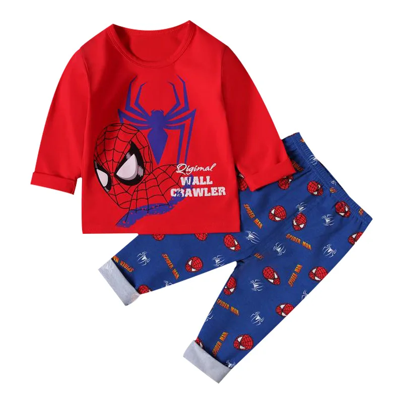 PJC153 red spiderm Детская Пижама для мальчиков, пижама, нарядное платье, осенний комплект «Русалочка» для маленьких девочек, одежда из хлопка, Haine Copii Пижама kinderen де, мультфильмов «Человек-паук», «Бэтмен» - Цвет: PJC153 red spiderm