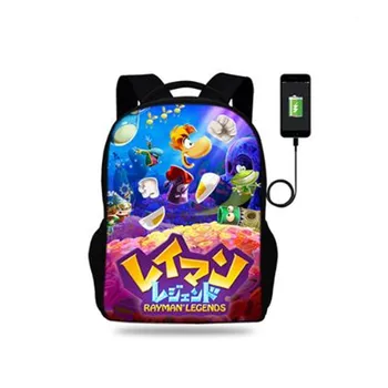 

17inch Rayman Legends Laptop Backpack USB Charge Mens Backpack For Teenagers Boys School Bag Mochila Travel Bag