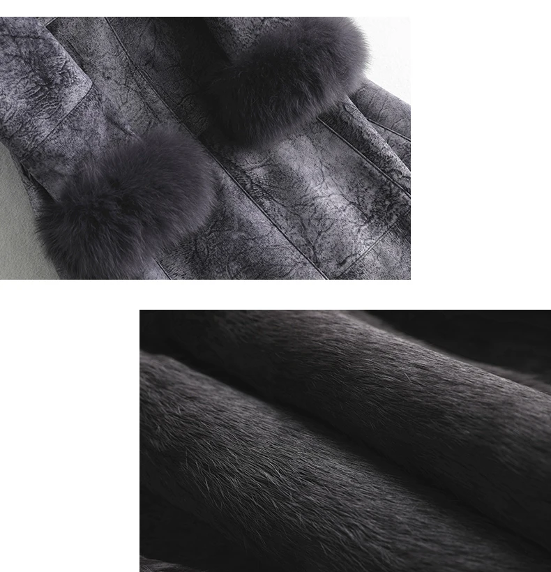 PUDI A89103 Женское пальто из натуральной кожи с воротником из лисьего меха и подкладкой из кроличьего меха для отдыха осень/зима шерстяная длинная верхняя одежда