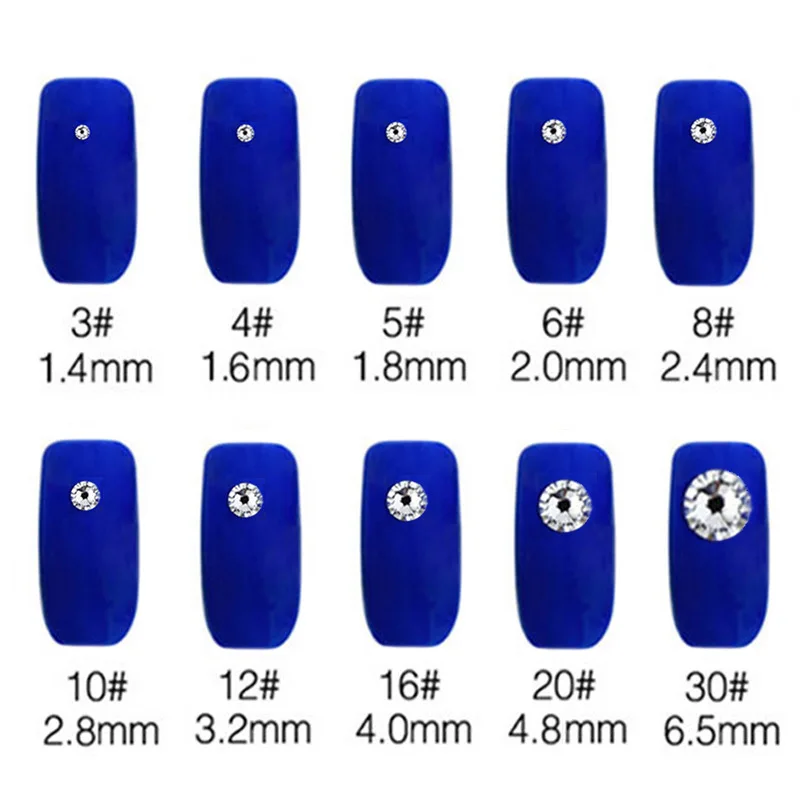 1440 шт Плоские с оборота кристаллы для ногтей Стразы для ногтей 3D дизайн ногтей украшения SS3-SS12 DIY стеклянные драгоценные камни AB прозрачный розовое золото