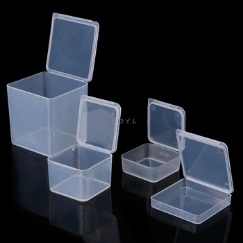 

New Small Square Clear Plastic Jewelry Storage Boxes Beads Crafts Case Containers
