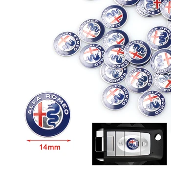 

10pcs 14mm Aluminum Sticker Car Key Remote Control Emblem Badge Decals For Alfa Romeo 159 147 156 Giulietta 147 159 Mito GT