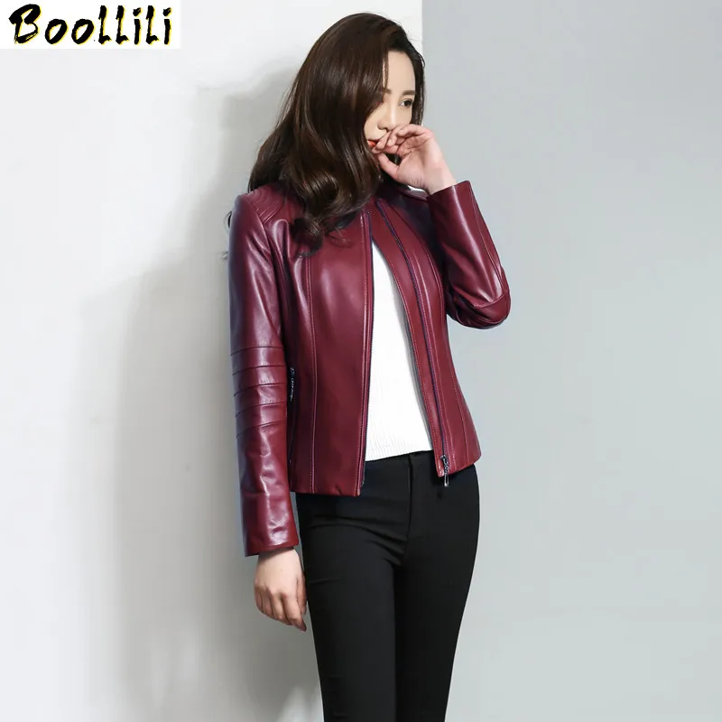 

Boollili 100% Real Sheepskin Coat Spring Autumn Jacket Women Genuine Leather Jacket Bomber Jackets for Women Clothes 2020