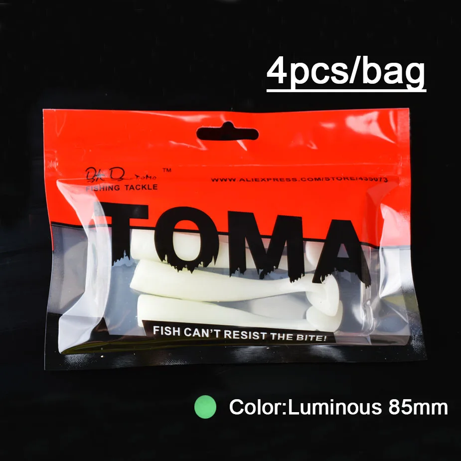 TOMA Bass Lure Black Minnow Inter-change-able Soft Body VIB 14g 21g 35g 50g Fast Sinking Fishing Lure Jig Head Soft Bait - Цвет: Luminous Tail 4pcs