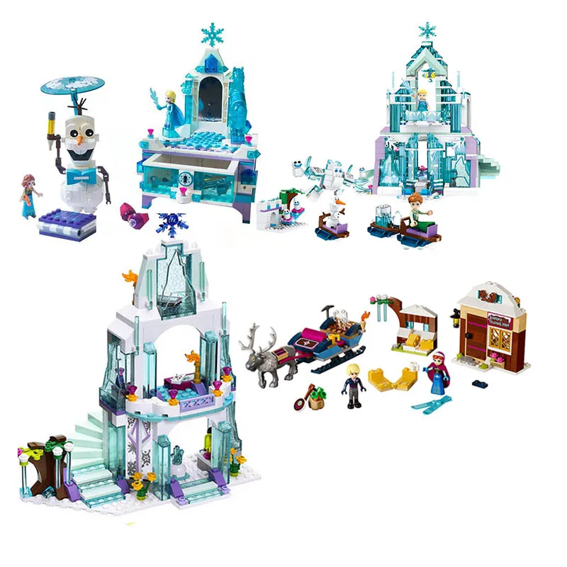 

Elsa Anna Magical Ice Castle Model Building Blocks Cinderella Princess Castle Compatible Legoinglys Friends