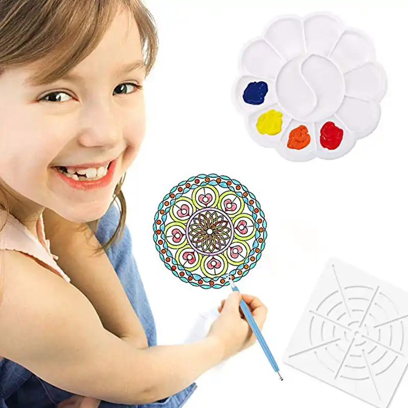 Audab 49 Pcs Mandala Dotting Tools Kit with Mandala Stencil for Painting Rocks Painting Mandalas and Drafting Mandala Dotting Tools Set