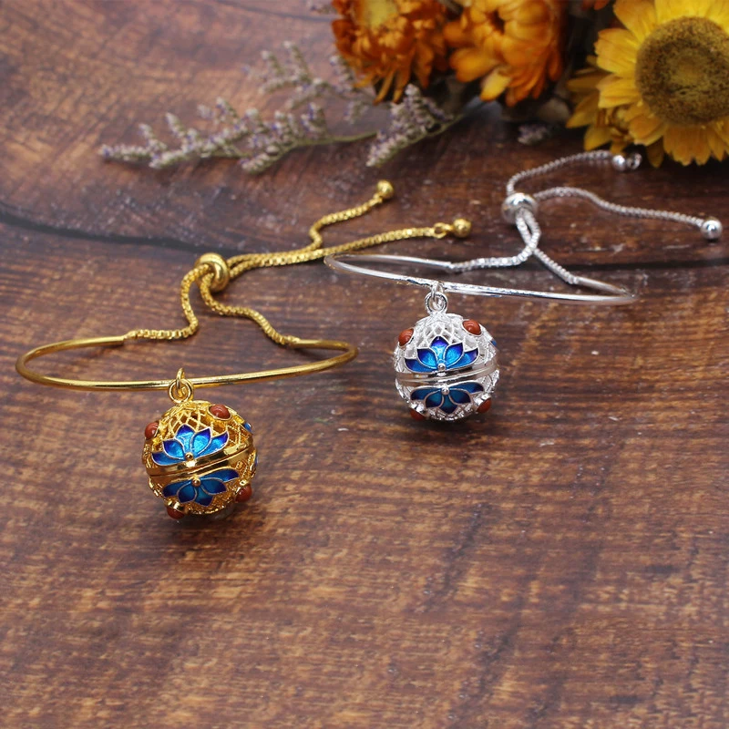 Vintage Aromatherapy Painting Bracelet Essential Oil Diffuser Perfume Bangle Jewelry Glowing Warm Color Ball Fashion Accessories