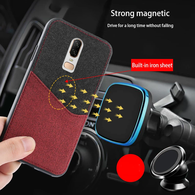 Canvas phone case For Oneplus 5 5T 6T 7 7T pro back cover Stitch Card slot Design Case Fabric Magnetic coque |
