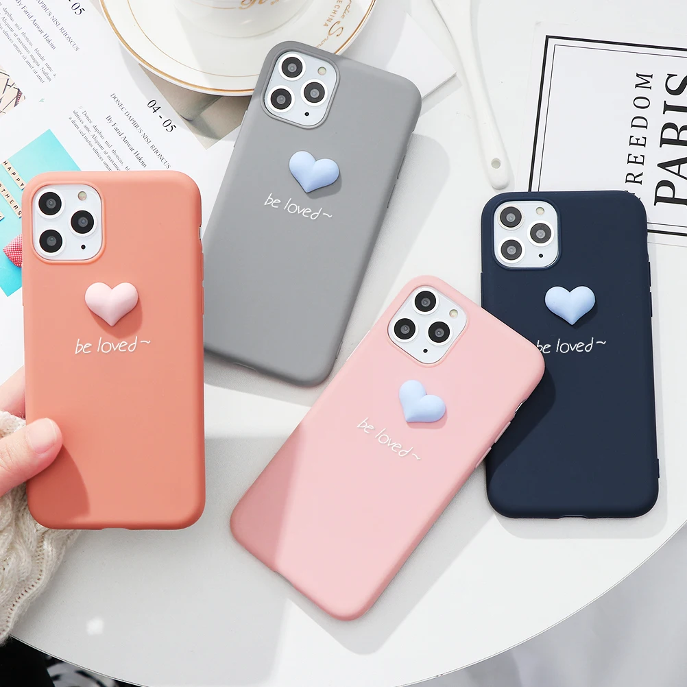 3D чехол для телефона с сердечками iPhone 11 Pro XS Max XR 6 6S 7 8 Plus X 5 5S SE пара силиконовых
