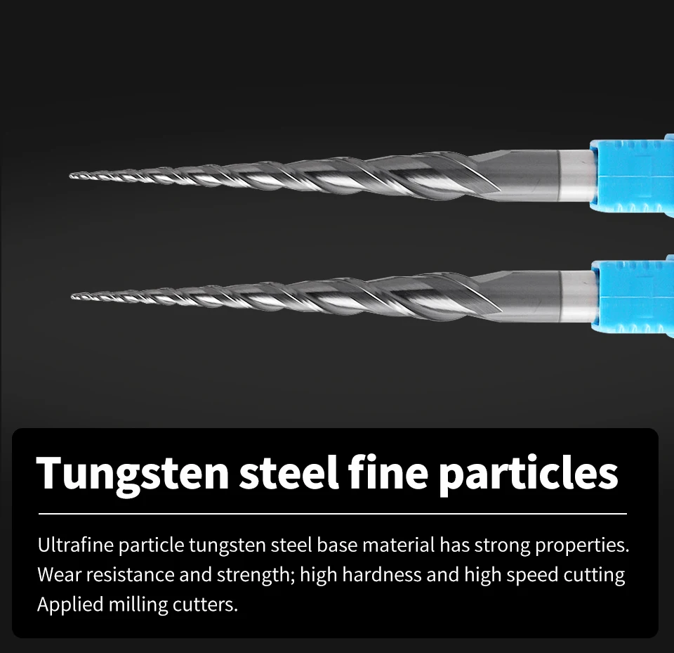 Fraise En Carbure De Tungstène 1 Mm - 4 Tranchants, HRC68, Longueur 50 Mm, Bleue, Pour Usinage De Précision