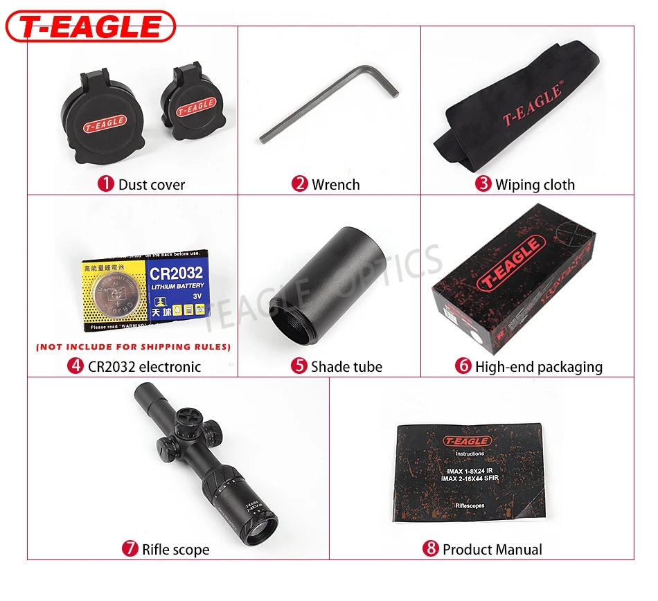 TEAGLE ED 1-8x24 IR Lange Eye Relief охотничий прицел тактический оптический прицел Verlichte Red Rifle Scope fit 30-06 308 AR1