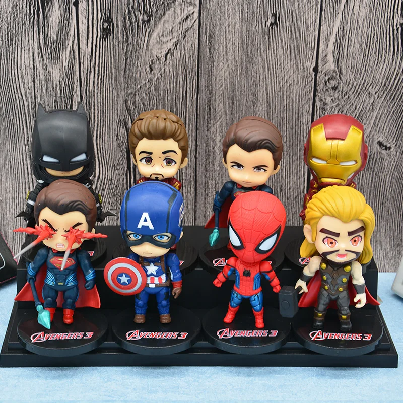 6 шт. Аниме фигурки Marvel Мстители Человек-паук легенды Funko горячие игрушки Figma Супермен железный человек Бэтмен Капитан Америка