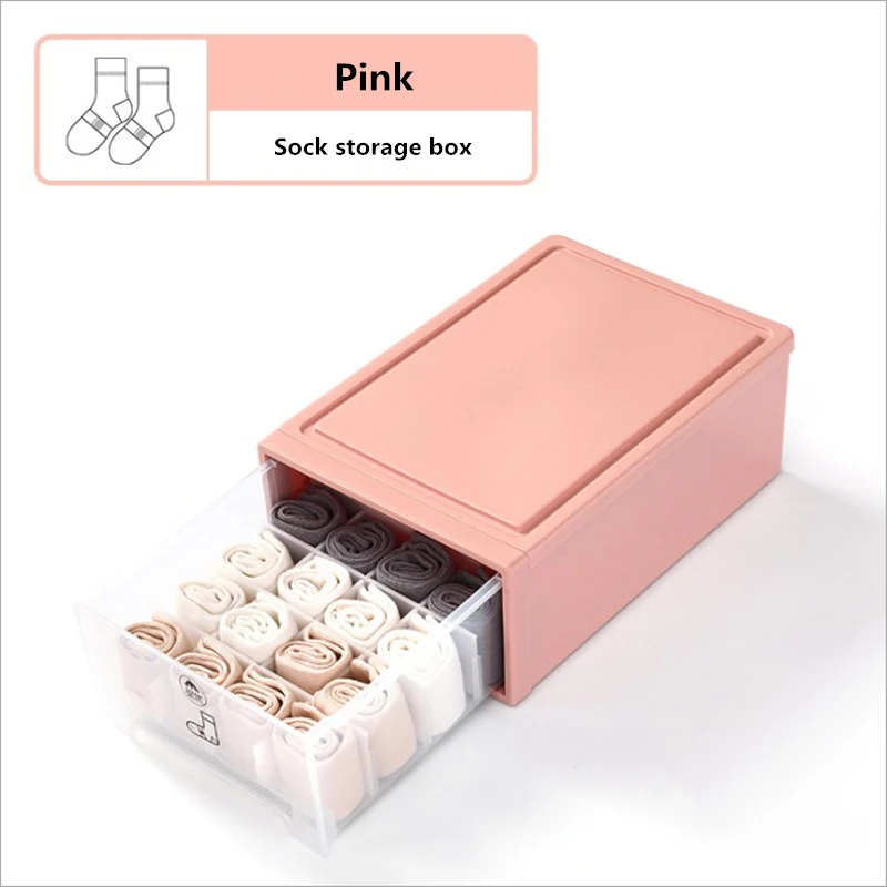 Коробка для хранения, носки, бюстгальтер, нижнее белье, коробка для хранения, отдельная шкатулка с отделкой, тканевые органайзеры для отделки - Цвет: Pink socks