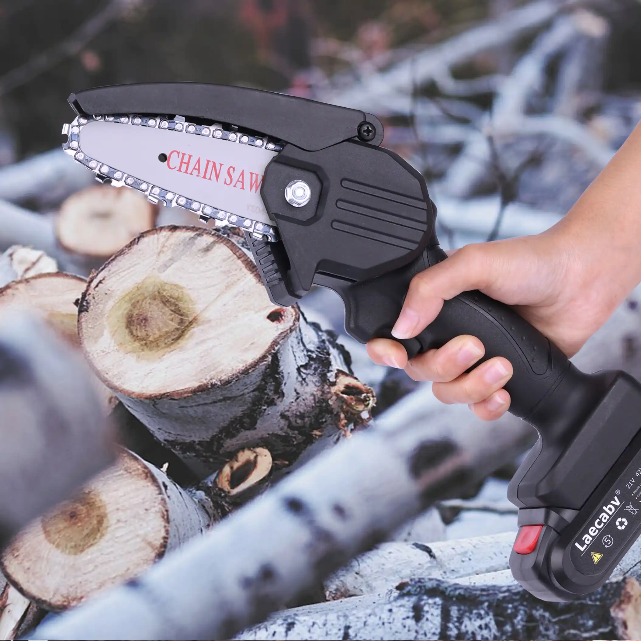 Vogvigo Sega per Potatura Elettrica a Batteria Mini Sega a Catena Manuale,Batteria al Litio Ricaricabile da 21 V per Forbici Elettriche Professionali con Impugnatura Antiscivolo