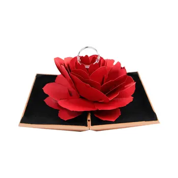 

New Foldable Rose Ring Box For Women Creative Jewel Storage Paper Case Small Gift Box For Rings