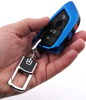 

Car key Cover Case for BMW X1 X5 X6 F15 F16 F48 BMW 1 / 2 Series Plating Remote Controller Key Bag Holder for bmw blade KeyChain