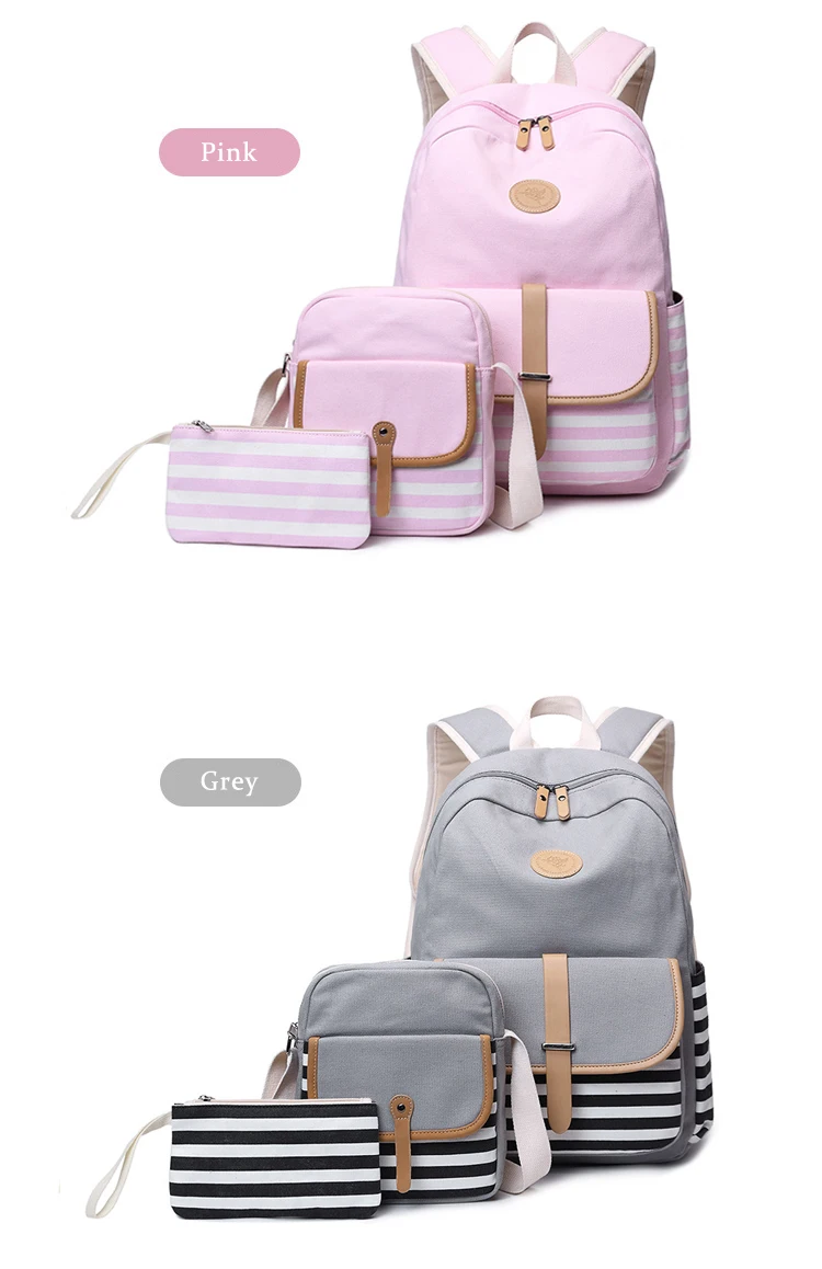 3 шт./компл. рюкзак школьные сумки для девочек подростков рюкзаки из плотной ткани с принтом в полоску Сумка для Для женщин Bolsas чехол для телефона