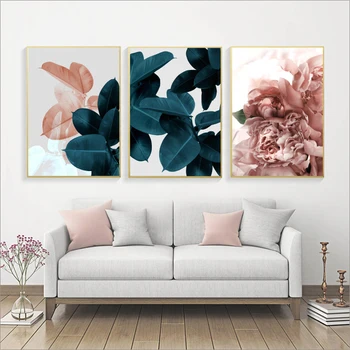 

Modern Nordic Greenery Plants and Flowers Canvas Painting Floral Botanical Posters Print Wall Art Picture for Living Room Decor