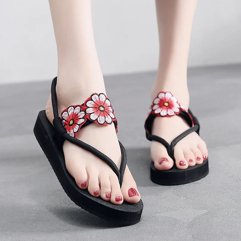 

2019 Women Flat Sandals Bohemian Flower String Summer Shoes Flat Sandals Flip Flops Women Casual Beach Sandals Women Shoes