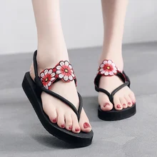 2019 mulheres sandálias planas boêmio flor string sapatos de verão sandálias planas flip flops casuais sandálias de praia sapatos femininos