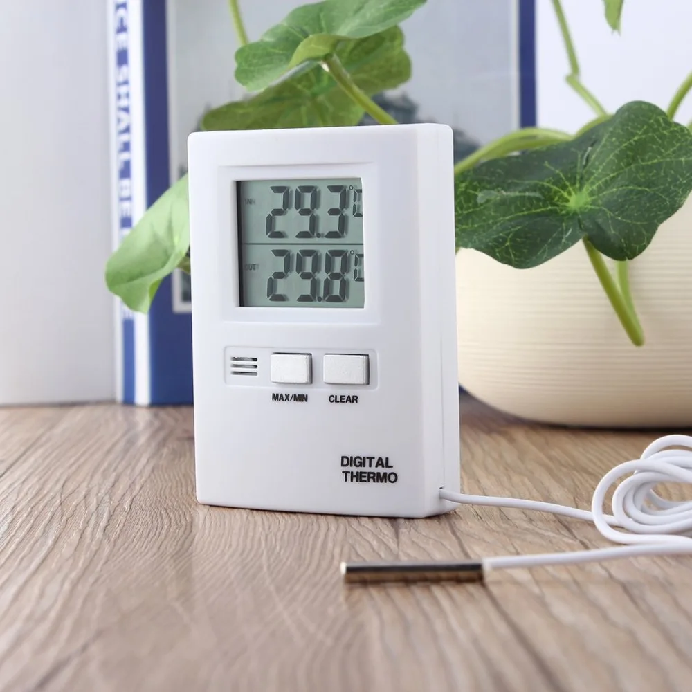

LCD Display Thermometer Temperature Meter Tester Home Indoor Outdoor C/F Temperature Conversion White