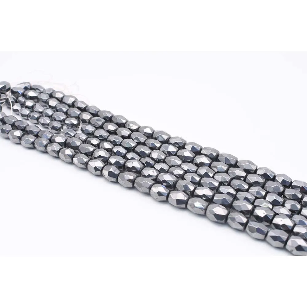 

12X6mm AA Natural Faceted Terahertz irregular Oval Stone Beads For DIY necklace bracelet jewelry make 15 "free delivery