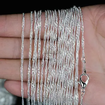 

Wholesale Lots 10pcs/lot 2mm Silver Plated Water Wave Chain Necklaces 16" 18" 20" 24" Wholesale Fashion Jewelry Necklace Chains