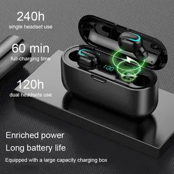 

Wireless Headphones TWS Bluetooth 5.0 3D Stereo Gaming Headset With Charging Box Led Universal Waterproof Earphone For Android