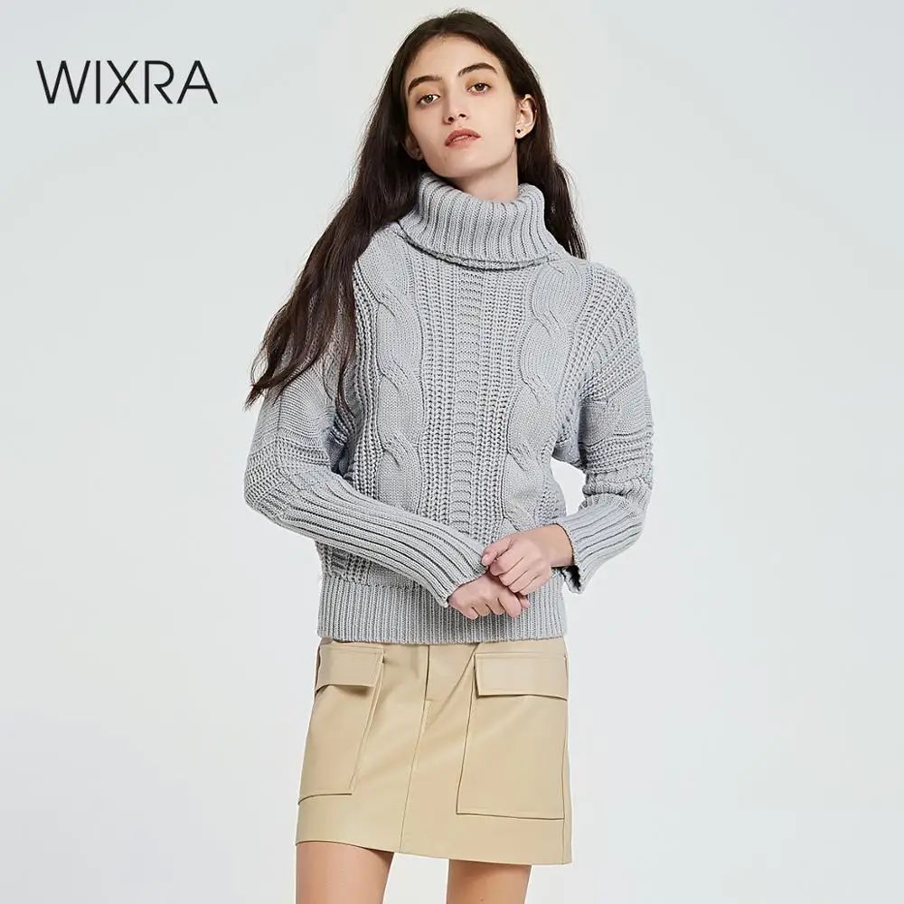 Свитера Wixra оверсайз свободные расслабленные Твердые теплые водолазки