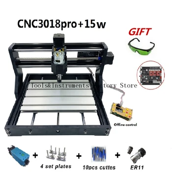 

15W CNC3018 Pro Engraving Machine ER11 with Offlineline Control 500mw 2500mw 5500mw Head Wood Router PCB Wood Carving Machine