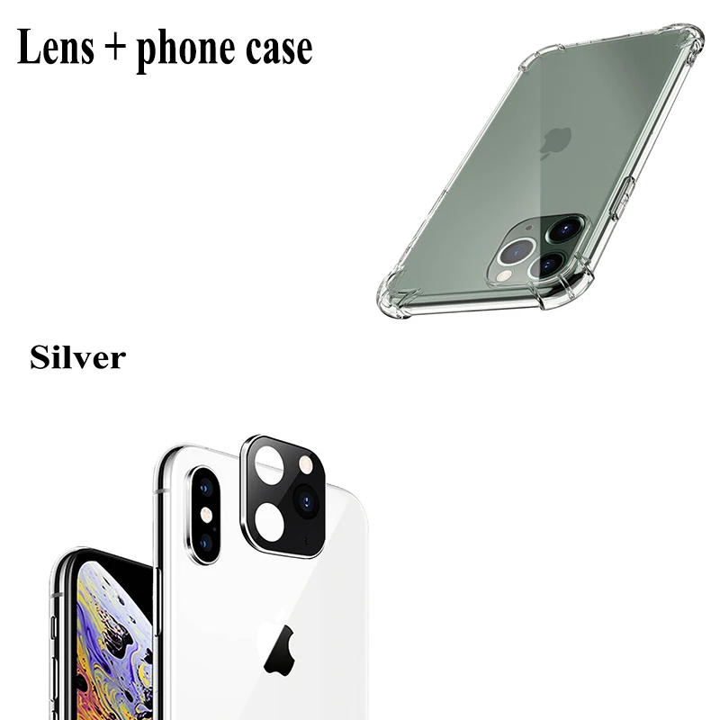 Задняя камера защита объектива Защитное стекло для iphone x xs max Второе изменение iphone 11 Pro max поддельная камера - Цвет: Silver and case