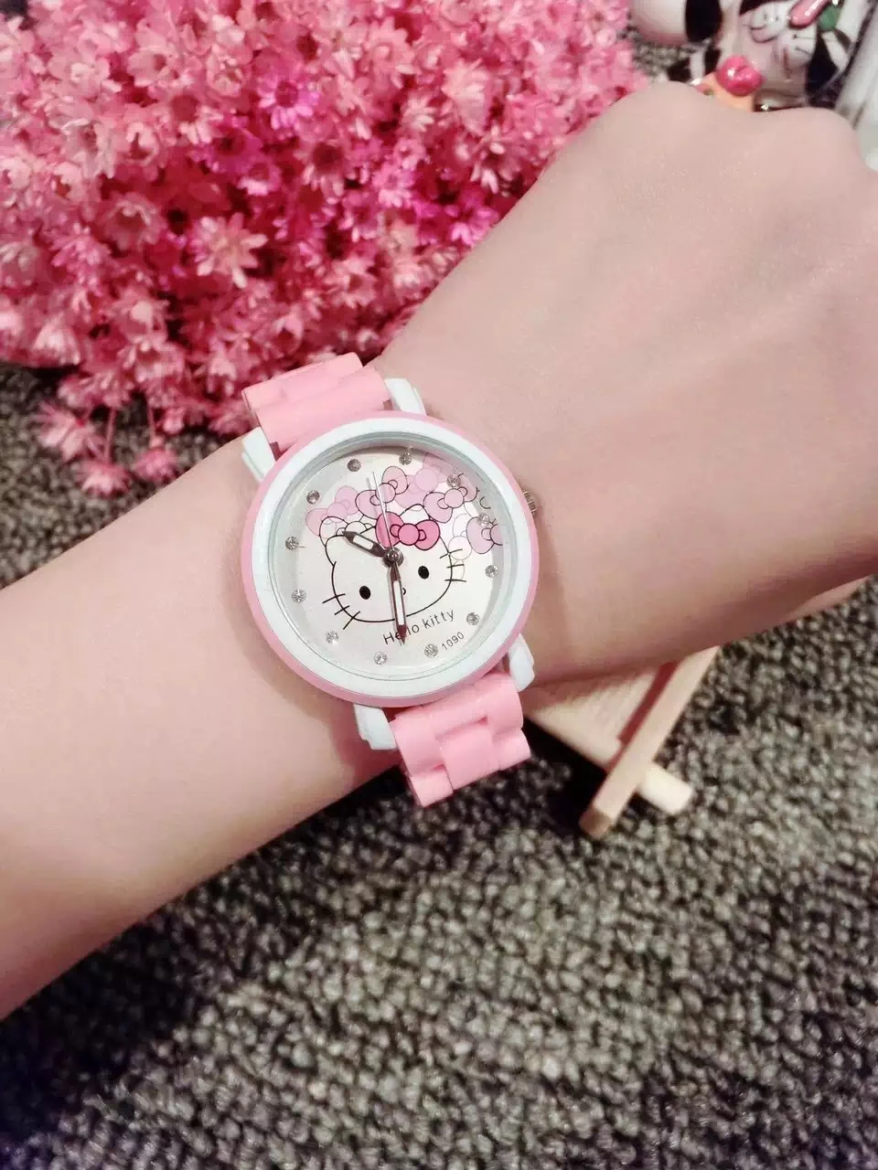 Hello kitty Kt Cat Детские часы для девочек студентов имитация керамического ремня имитация воды Мультяшные детские часы