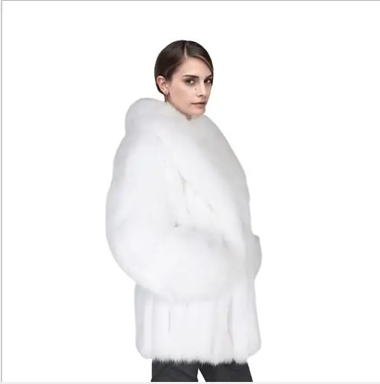 Осенне-зимнее Модное новое пальто с мехом из искусственного бархата, длинное пальто с мехом, женское свободное плотное теплое пальто серебристого и серого цвета - Цвет: white color