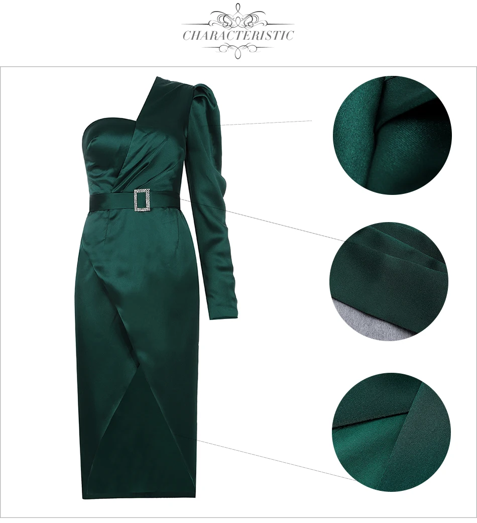 Adyce Новое Осеннее женское зеленое вечернее платье в стиле знаменитостей Vestido сексуальное Клубное платье без бретелек с поясом и длинным рукавом