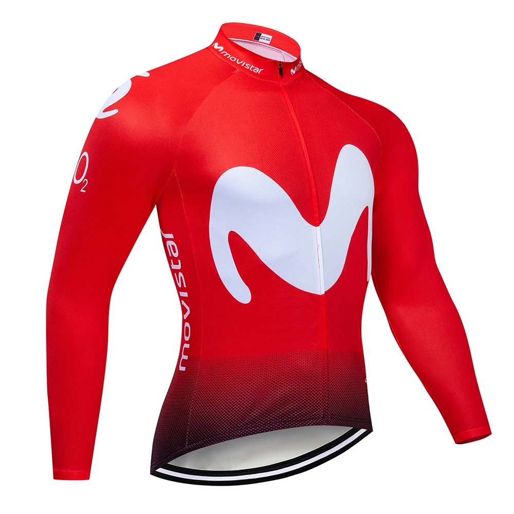 Movistar Team long sleeve Cycling jersey Set bib pants ropa ciclismo bike clothes MTB bike jersey Uniform Men clothes - Цвет: Long jersey