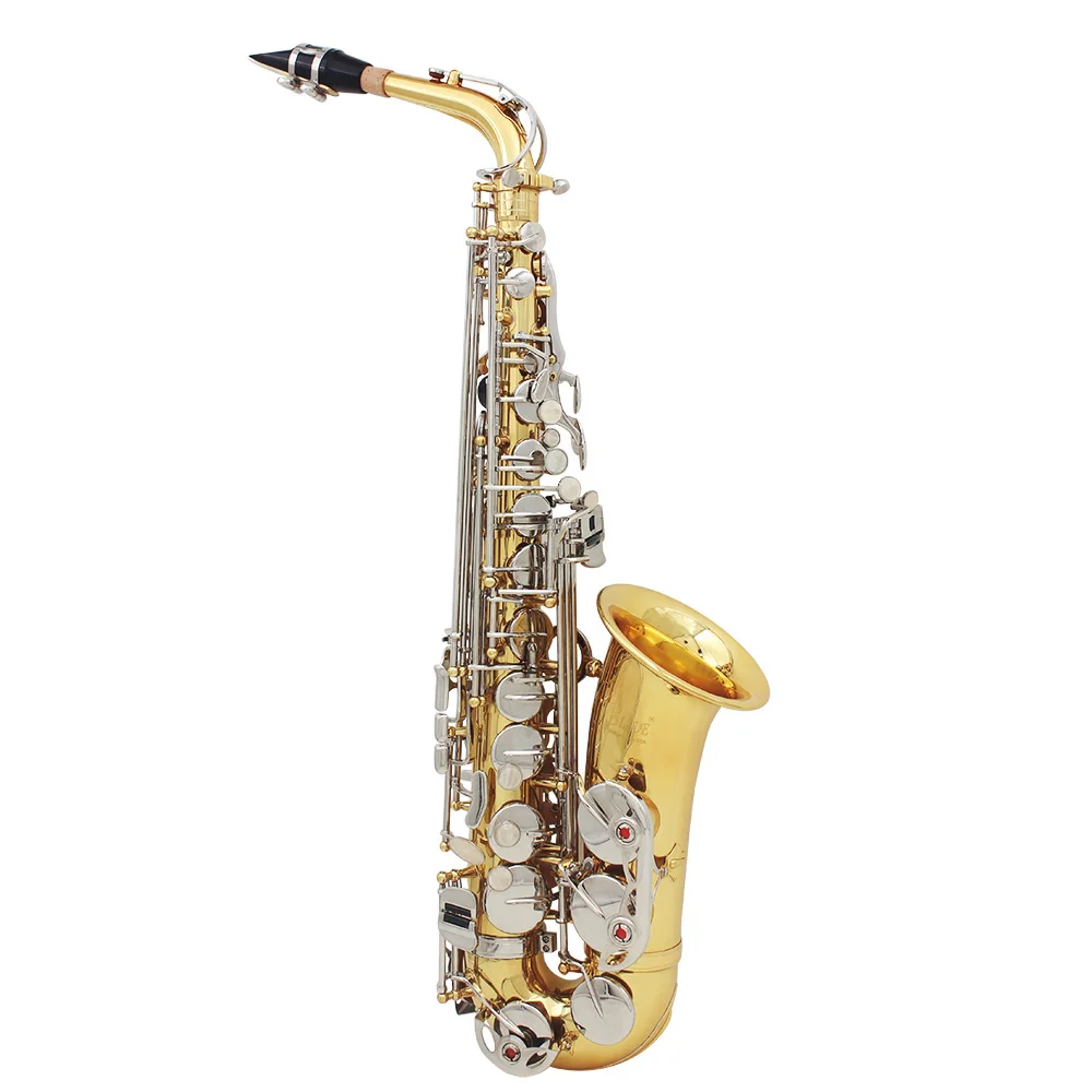 

Hot New Alto Saxophone Sax Glossy Brass Engraved Eb E-Flat Natural White Shell Button Wind Instrument