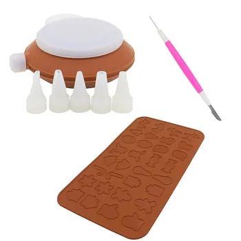 

SEAAN Silicone Macarons Decorator Chocolate Jam Extruder Cream Cake Muffin Batter With 5 Decorating Mouths Silicone Mold