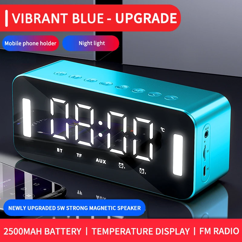 Alarm Clock Mirror Bluetooth Speaker | Clock Bluetooth Digital Speaker -  Led Mirror - Aliexpress