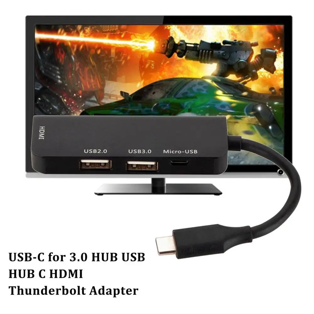 USB C концентратор USB-C-3,0 концентратор HDMI Thunderbolt 3 адаптер для MacBook для samsung Galaxy S9 для huawei type C usb-хаб
