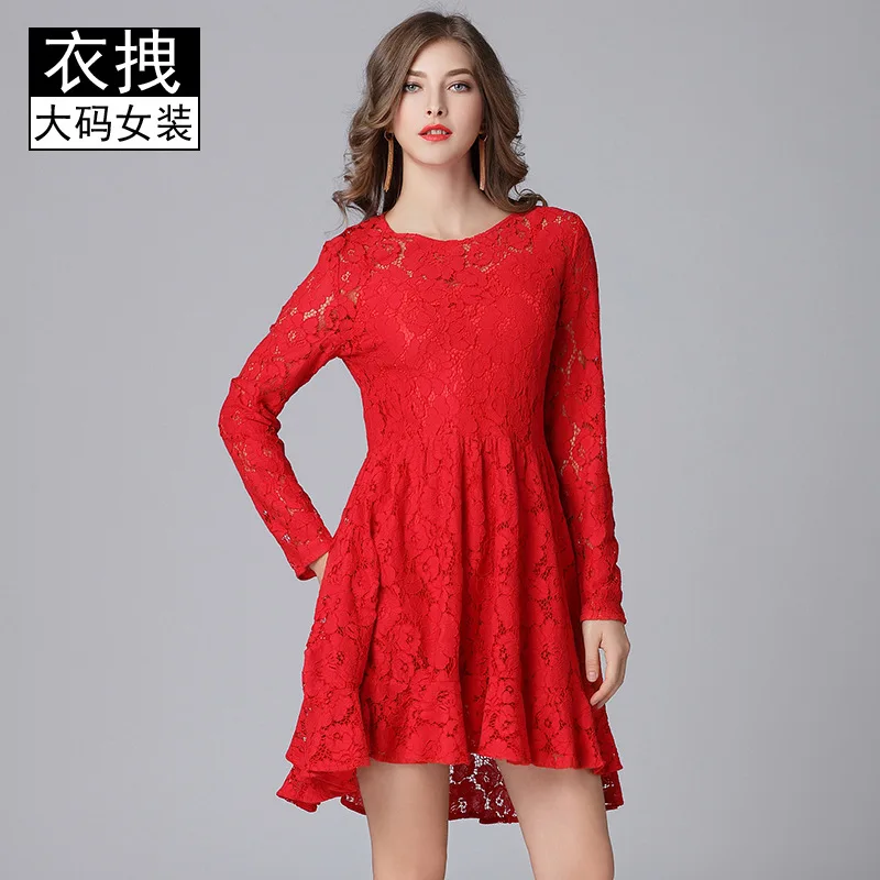 

Set Lace Dress 2019 Autumn Clothing Large Size Festive Formal Dress Brand Cotton Nylon Lace Dress 200